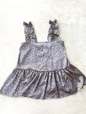 Entro Leopard Print Ruffle Strap Babydoll Tank Top Small